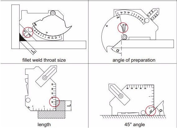 Brücken-Nocken-Messgerät-Schweißens-Inspektions-Messgeräte, Winkel-Vorbereitung 0º zu 60º
